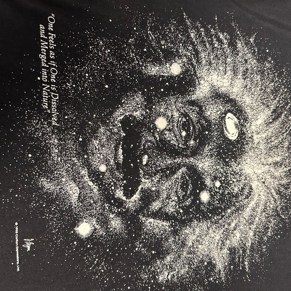 Vintage 90s ALBERT EINSTEIN GALAXIES STARS GLOW IN DARK  T-Shirt Size Large - Picture 3 of 7